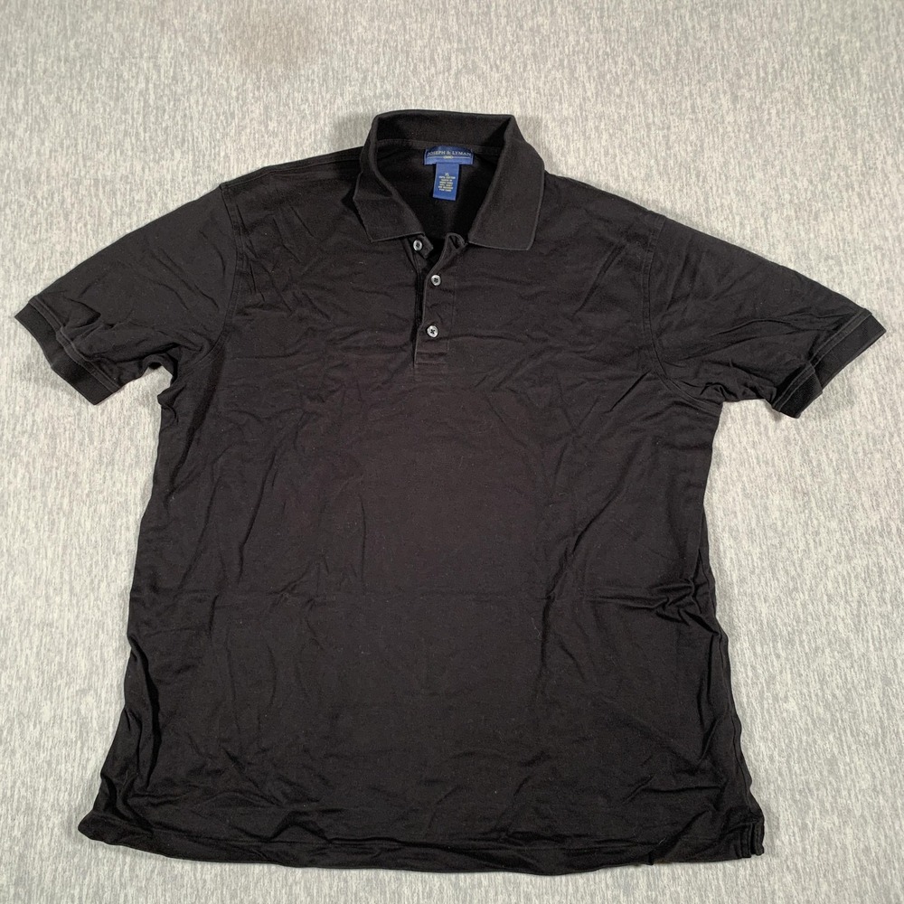 Joseph & Lyman Polo Shirt Mens XL Black 100% Cotton Made in Hong Kong‎ Casual